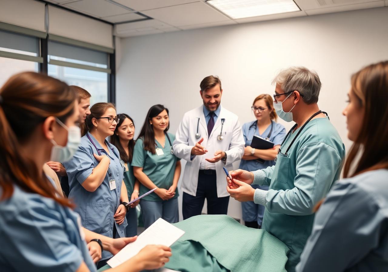 Medical practitioners in a hands-on training workshop
